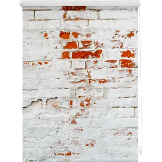 Lichtblick Seitenzugrollo Klemmfix Motiv Mauer 45 x 150 cm rot/weiß