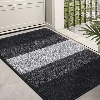 Homaxy Schmutzfangmatte Innen, rutschfeste Fußmatte, Maschinenwaschbare Robust Fussmatte Saugstarke Türmatte für Hund, Eingang, Haustür (60 x 90 cm, Schwarz)