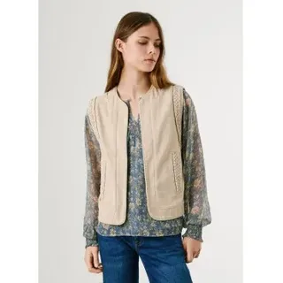 Pepe Jeans für Damen. PL4024344 Weste Saura beige (S), Lässig, Baumwolle