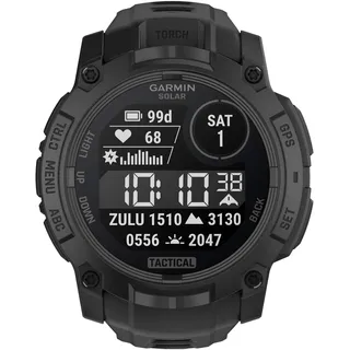 Garmin Instinct 3 Tactical Solar BT 50 mm Kunststoffgehäuse schwarz Silikonarmband schwarz M