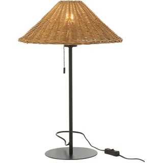 J-Line J-Line Tischlampe - Metall/Rattan - Schwarz/Natur - Transparent