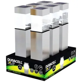6er Set Duracell LED Solar-Wegeleuchte mit bis zu 5 Lumen, rostfreier Edelstahl, mit Standard NiMH Akku