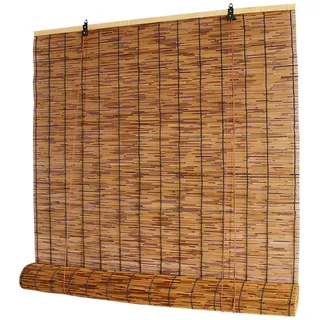 Bambusrollo aussenbereich 85 100 120 140 160 155cm Breit Balkon sichtschutz Bambus Rollo Schilf Vorhang Wetterfest Seitenzugrollo Outdoor(140W x 220H cm)