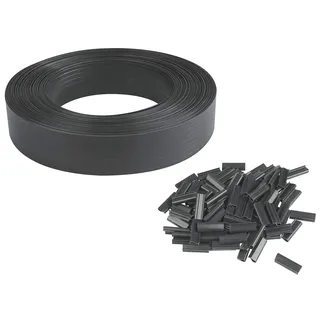 Windhager Sichtschutzstreifen Livingston, Zaunfolie, Sichtschutz für Zaun, Stabmattenzaun,Doppelstabmatten für Zaun, 50m x 4,6cm, anthrazit