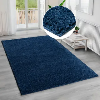 Hochflor-Teppich BRUNO BANANI "Shaggy Soft" Gr. 4, blau, B:160cm H:30mm L:230cm, Kunstfaser, Teppiche, Hochflor-Teppich, gewebt, Uni Farben, besonders weich und kuschelig, Kundenliebling