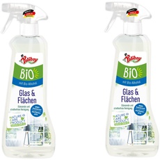 Poliboy Bio Glasreiniger und Flächenreiniger - für eine glänzende und streifenfreie Reinigung von spiegelnden Oberflächen - Vegan - Sprühflasche - 2erPack- 2x 500 ml (1L) - Made in Germany