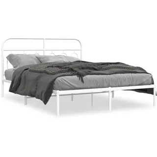 vidaXL Bettgestell mit Kopfteil Metall Weiß 140x200 cm - Weiß