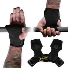 MANUEKLEAR Gewichtheben-Handgelenkbänder mit gepolsterter Handgelenkschlaufe, Leder-Gewichtheben, Handgelenkriemen für Kreuzheben, Powerlifting, Profi Lifting Straps für Frauen (Black)