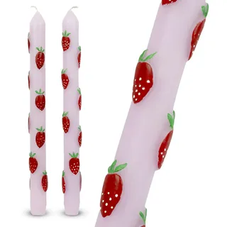 2 x handbemalte 3D-Erdbeeren-Dinner-Kerzen, ideales Geburtstags- oder Muttertagsgeschenk, geruchlos, 8 Stunden Brenndauer, umweltfreundliche Verpackung, Sommer-Tischdekoration, hergestellt von Talking