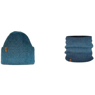 Buff® Bundle Knitted Top 5 Knitted Hut Marin Denim und Knitted und Fleece Neckwarmer Marin Denim Einzelgröße Erwachsene