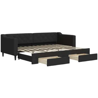 vidaXL Tagesbett Ausziehbar mit Schubladen Schwarz 80x200 cm Stoff - Schwarz