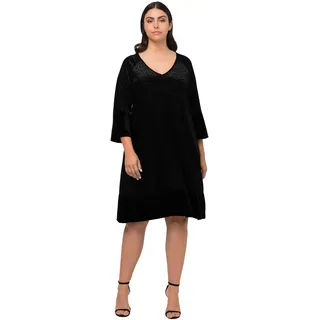 Ulla Popken Damen große Größen Übergrößen Plus Size Midikleid, Leomuster, A-Linie, Rundhals, 3/4-Arm 821915
