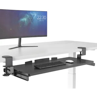 HJH Office Ausziehbare Tastaturablage VM-KB Ergonomische Tastaturhalterungfür Keyboard und Maus, Einfache Montage, Schreibtisch Zubehör Tastaturauszug Schwarz