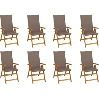 Klappbare Gartenstühle mit Kissen 8 Stk. Massivholz Akazie - Taupe, Bunt