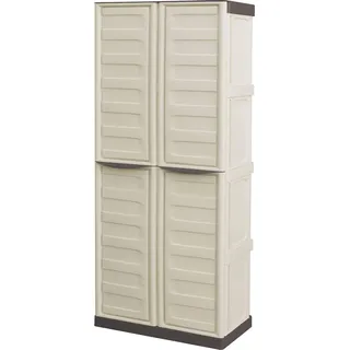 Mehrzweckschrank für drinnen oder draußen, 2 türiger Schrank und 3 Regale aus Polypropylen, 100%  Italy, 70x39h165 cm, Farbe Beige - Beige