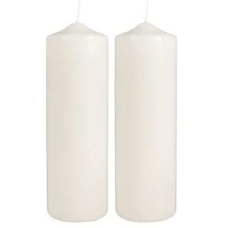 Rayher Stumpenkerze, creme, rund, 100% Paraffin, Höhe 25 cm, 8 cm ø, Rundkerze, Taufkerze, Kerzenrohling zum Verzieren und Basteln, 3140796 (Packung mit 2)