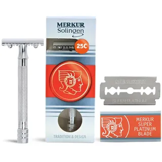 Merkur 25c Rasierer mit Zahnkamm, langer Griff, chrom