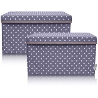 Lifeney 2-Set Aufbewahrungsbox Kinder (37x25x21cm) I Aufbewahrungskorb für Kinderzimmer und Wohnbereich I Kinder Aufbewahrungskiste (Dunkelgrau Punkte)