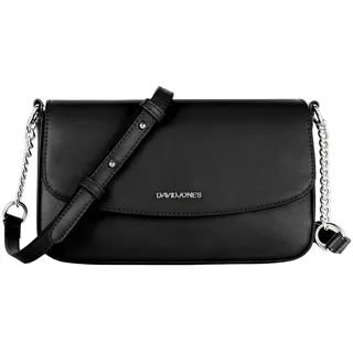 David Jones - Damen Umhängetasche Klein - Crossbody Bag PU Leder - Tasche Rechteckige Kette Handtasche Frau - Schultertasche Abendtasche Clutch Alltag Modisch Elegant Reise Party Handy - Schwarz