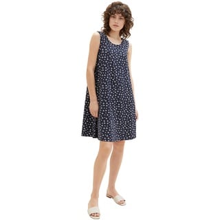 TOM TAILOR Damen 1037425 Kleid, 32696 - Navy Abstract Leaf Design, 38