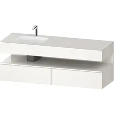 Duravit Qatego Einbauwaschtisch mit Konsolenwaschtischunterbau, 1600x550x600mm, Nische Weiß Hochglanz, Becken links, QA4795022, Farbe: Weiß Supermatt