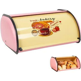 Kertaym Eiserner Brotkasten Metall Groß Mit Deckel, Brotbox Zur Frischhaltung, Praktischer Brotkorb Für Küche & Haushalt, Ideal Für Knäckebrot, Brote & Brötchen (Rosa)