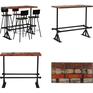 vidaXL Bar Set 5 tlg. Altholz Massiv Mehrfarbig - Bar-Set - Bar-Sets - Bartisch Und Barhocker - Bartisch