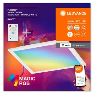 LEDVANCE LED Panel SMART+ WIFI PANEL MAGIC RGB 30x30cm Dimmbar RGBTW Farbwechsel / steuerbare Lichtfarbe 4099854090370 - Weiß