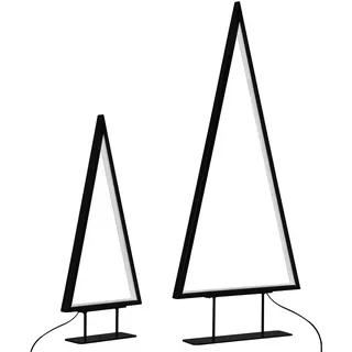 BELIANI Weihnachtsdekoration Schwarz Metall 2er Set mit LED-Beleuchtung zum Aufstellen langes Kabel Tannenbaumform Deko Adventsdekoration - Schwarz