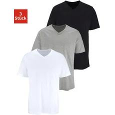 H.I.S Unterziehshirt, (Packung, 3 St.), mit V-Ausschnitt aus Baumwolle, Unterhemd, T-Shirt, schwarz-weiß