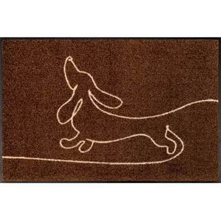 wash+dry FUßMATTE , Braun , Textil , Hund , rechteckig , 50x75 cm , Oeko-Tex® Standard 100 , schmutzabweisend, für Fußbodenheizung geeignet, rutschhemmend, pflegeleicht , Teppiche und Böden, Schmutzfangmatten, Fußmatten