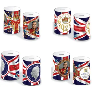 King Charles III Spardose, Spardose, Spardose, Spardose, Geburtstagsgeld, Urlaubs- und Weihnachtsfonds (2 x King Charles III)