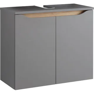 Saphir Waschbeckenunterschrank »Quickset Unterbeckenschrank, 60 cm breit, 2 Türen«, Waschbeckenschrank mit Siphonausschnitt, ohne Waschbecken, grifflos grau