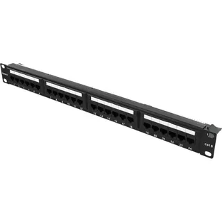 deltaco PAN-112 patch panel 24xRJ45 Cat6 krone terminal 1U 19" black