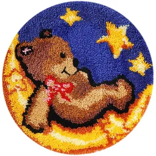 Ieron Knüpfhaken-Teppich-Set, geknüpfter Teppich, Teppiche, Kreuzstich-Stickerei, DIY handgefertigtes Knüpfhaken-Teppich-Herstellungs-Werkzeugset (Bär)