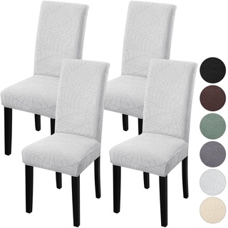 Fuloon Stuhlhussen 4er Set,Universal Stretch Stuhlbezug Moderne Stuhlüberzug Elastische Abnehmbar Waschbar Bezüge für Esszimmerstühle Schwingstuhl Hotel, Restaurant Dekor