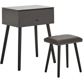 Mid.you Schminktisch , Grau, Schwarz, Weiß , Metall , Kiefer , massiv , 1 Schubladen , rechteckig , rund , 60x82x42 cm , Schlafzimmer, Schminktische