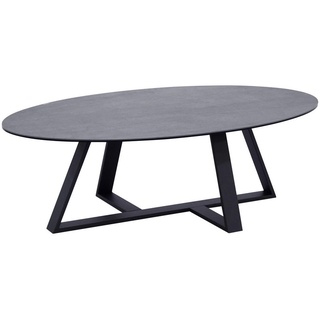 Novel Couchtisch , Grau, Schwarz , Metall, Glas, Keramik , oval , eckig, Flachrohr , 70x38x120 cm , einfacher Aufbau , Wohnzimmer, Wohnzimmertische, Couchtische, Couchtische rund