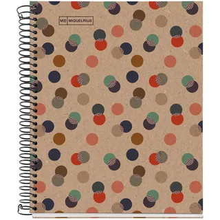 Miquelrius - 100 Prozent recyceltes Notizbuch, 1 Farbstreifen, A5, 80 horizontal linierte Blätter, 80 g Papier, 2 Löcher, Einband aus recyceltem Karton, Öko-Konfetti-Design
