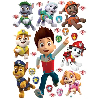 AG Design Paw Patrol eilen zur Hilfe, dekorative Aufkleber für Wände, Möbel und Innenausstattung eines Kinderzimmers, 65 x 85 cm, DK 2323, Mehrfarbig, 65 cm x 85 cm