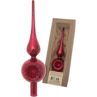 Christbaumspitze KREBS GLAS LAUSCHA "Antike Mercury Glas Reflexspitze", rot, B:7cm H:27cm T:10cm, Glas, Weihnachtsbaumschmuck, Christbaumspitze, Christbaumspitze aus Glas, mundgeblasen, handgefertigt