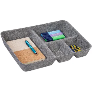 Relaxdays Schubladen Organizer 6,5 x 40 x 30 cm 4-tlg. grau