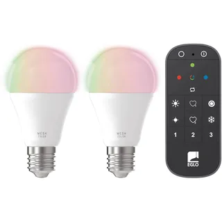 EGLO LED-Leuchtmittel E27 Glühlampenform 2er Set und Fernbedienung 9 W 806 lm