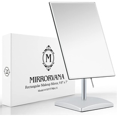 Mirrorvana Tischspiegel Groß, Schminktisch Spiegel, Kosmetikspiegel/Schminkspiegel, Badezimmer Spiegel für die Arbeitsplatte, Badspiegel ohne Rahmen, 18 x 25 cm (Silber)