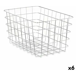 Kinvara Mehrzweckkorb W5759K-L CHROME Plateado Plata Metall 38 x 21 x 26 cm Rechteckig (6 Stück) - Silber