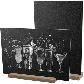 Ibenzoa® Beidseitige Mini-Kreidetafeln mit Ständer, 2er-Set, MDF/Kiefer, 22 x 15,3 x 0,3 cm, wiederbeschreibbar – Tischdeko & Platzkarte - Schwarz