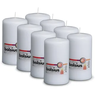 Bolsius Glatte Stumpenkerzen 20 cm weiß 8 St.
