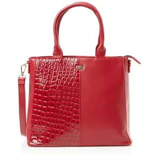 NALLY Women's Henkeltasche mit Reptil-Prägung Damen Shopper, ROT