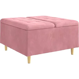 vidaXL Knopf Hocker mit Kissen Rosa 80 x 80 x 45 cm Samt - Rosa
