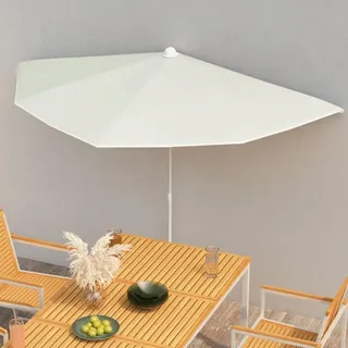 vidaXL Halb-Sonnenschirm mit Mast 180x90 cm Sandfarbe - Creme